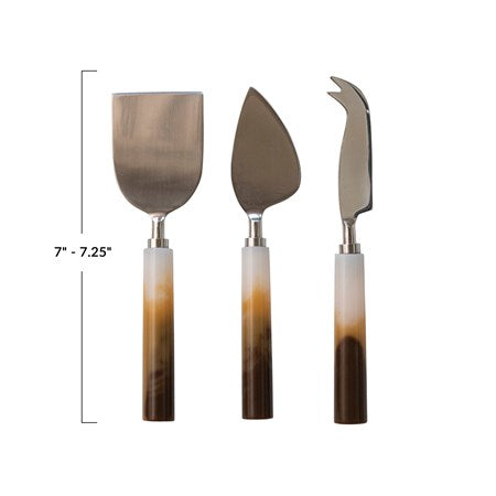 Stainless Steel & Resin Cheese Knives, Set of 3