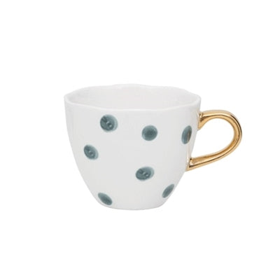 PORCELAIN COFFEE CUP SMALL DOTS BLUE GREEN