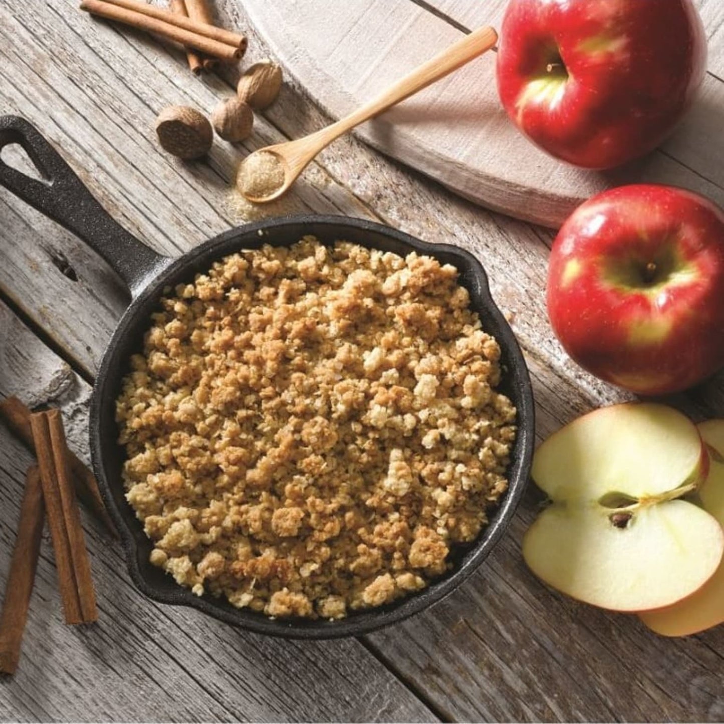 Gourmet du Village Skillet Mix Kit, Sweet Treat or Gift Dessert Mix with 6.2 inch Cast Iron Skillet, Apple Crumble