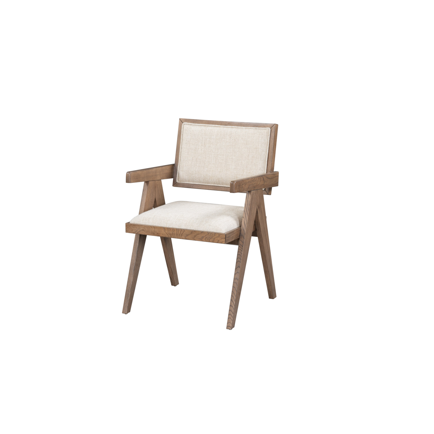 Linen Blend Dining Arm Chair Beige/Natural