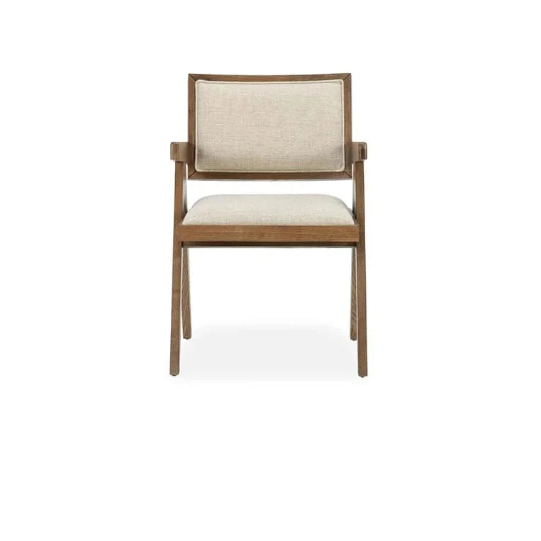 Linen Blend Dining Arm Chair Beige/Natural