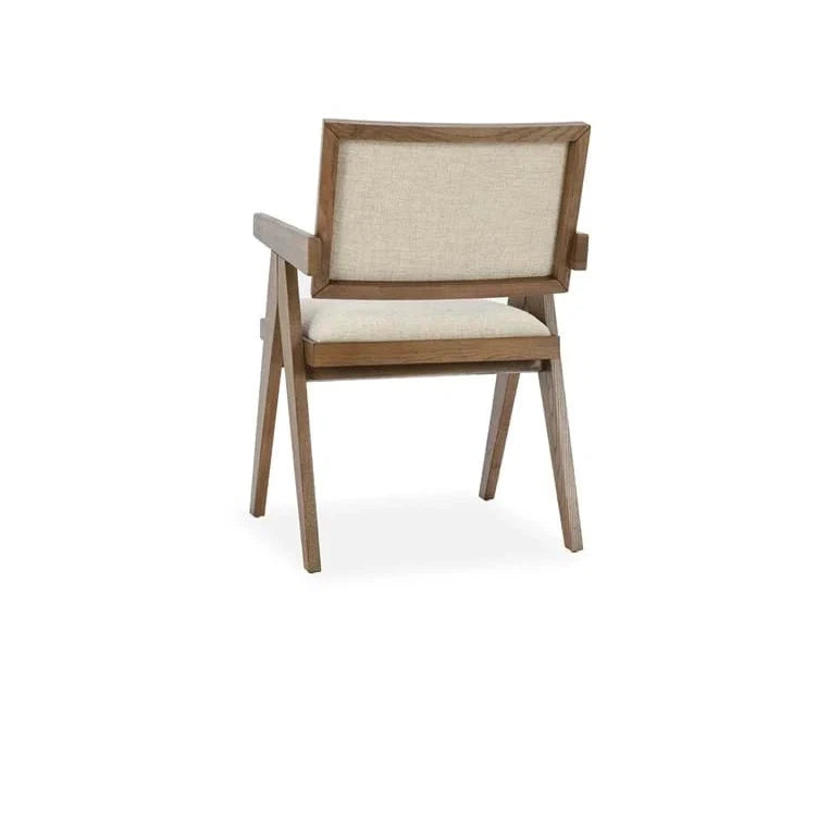 Linen Blend Dining Arm Chair Beige/Natural