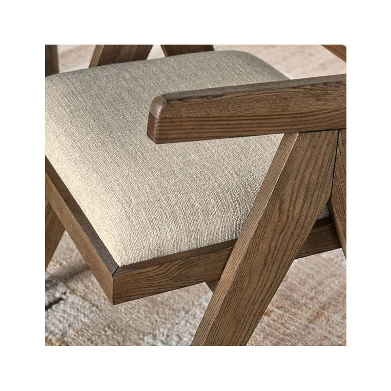 Linen Blend Dining Arm Chair Beige/Natural