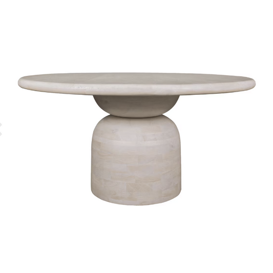 Round Abstract Sphere, 60" Pedestal Dining Table, KD, WhiteWash