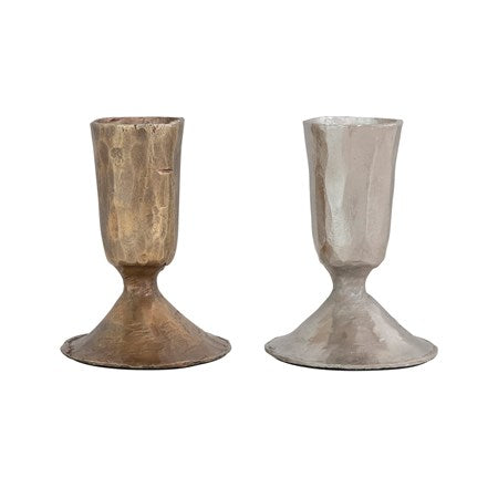 Hammered metal candlestick