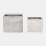 Resin 18" & 20" Nested Square Planters, Lt. Gray