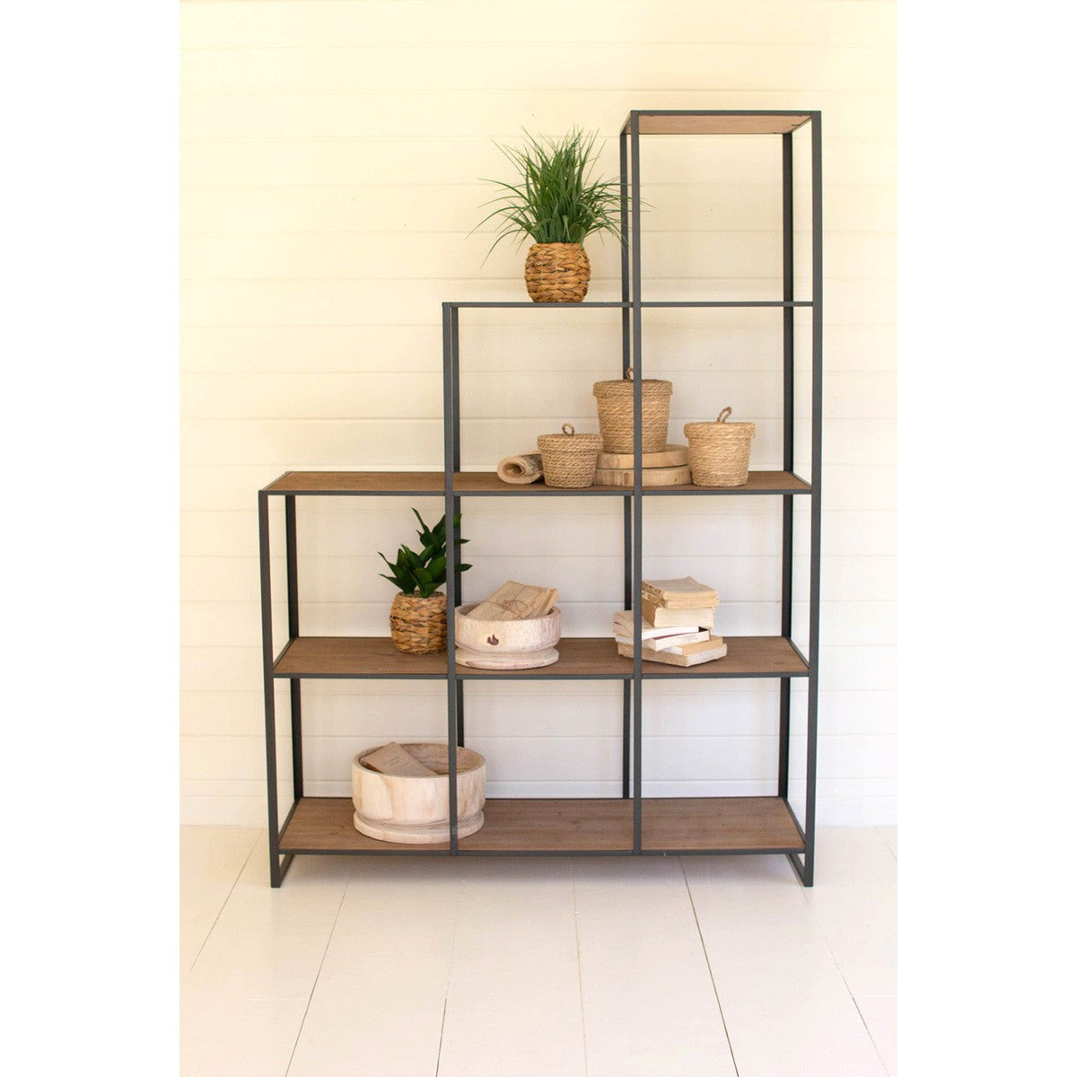 Stair-Step Wood & Metal Display Unit