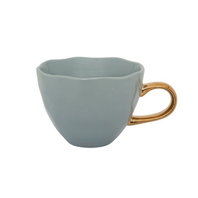 STONEWARE CAPPUCCINO/TEA CUP 2 PC SET W/GIFT BOX SLATE - BLUE