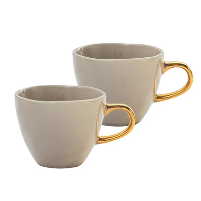 STONEWARE COFFEE CUP S/2 IN GIFT BOX GRAY MORN